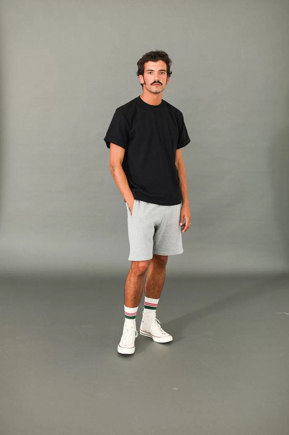 Discount Drapeau Noir Short Molleton Vintage Gris