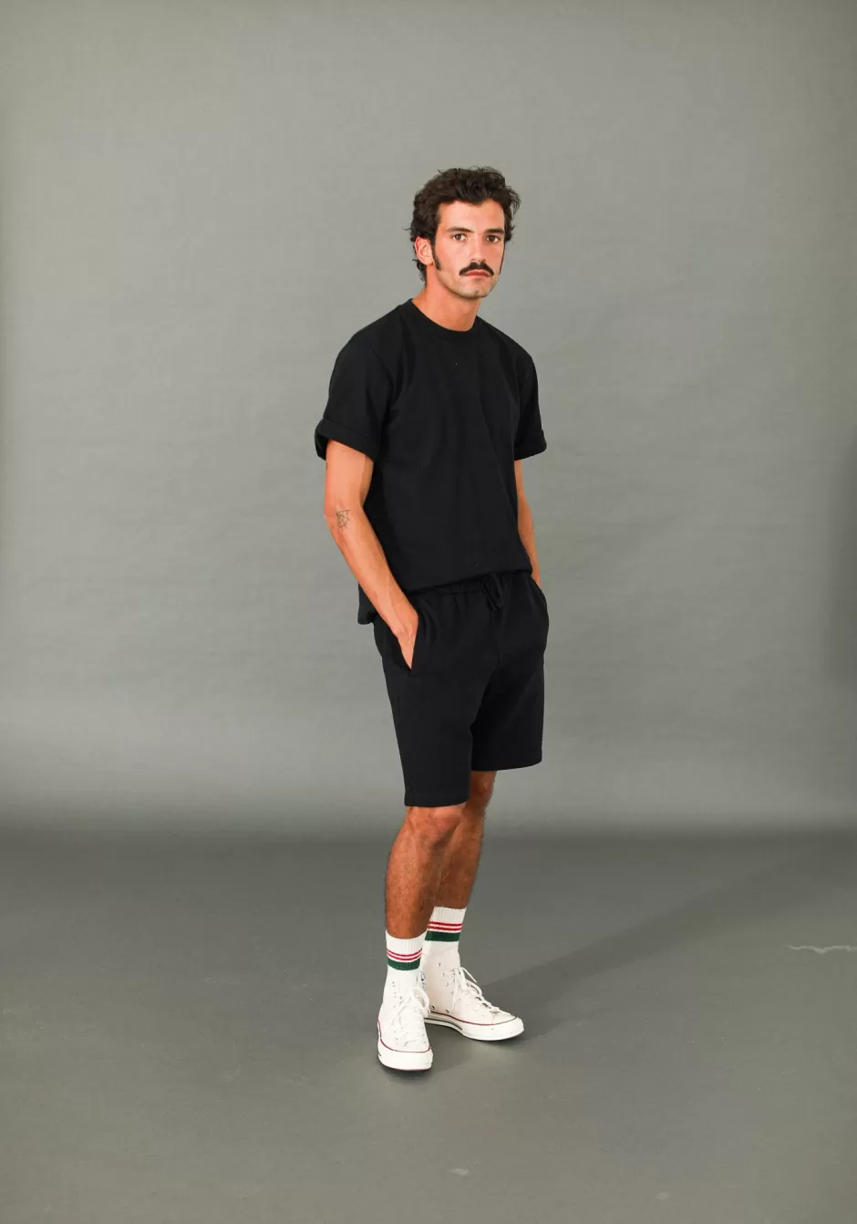 Cheap Drapeau Noir Short Molleton Vintage Noir