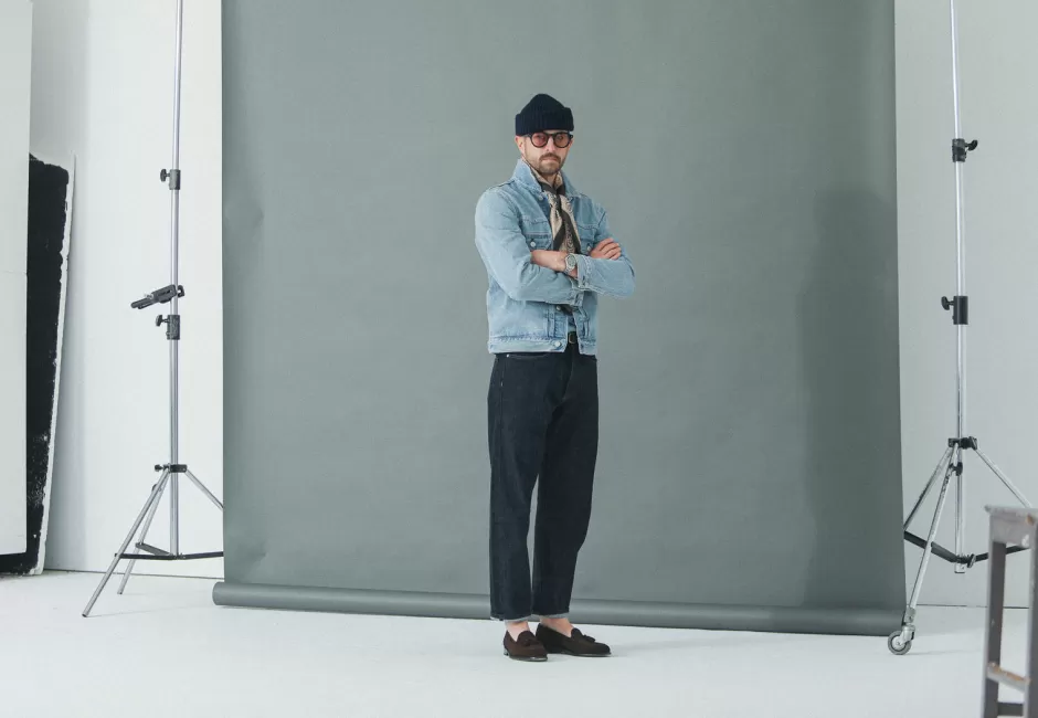 Cheap Drapeau Noir Veste "Type II" Denim Japonais Bleached Light Blue