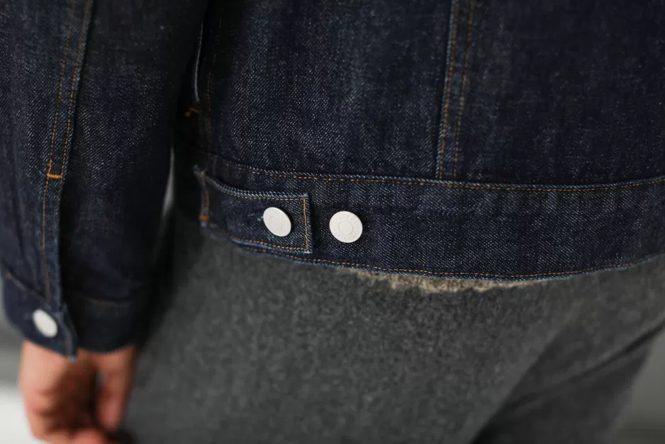 Outlet Drapeau Noir Veste "Type II" Denim Japonais Brut Indigo