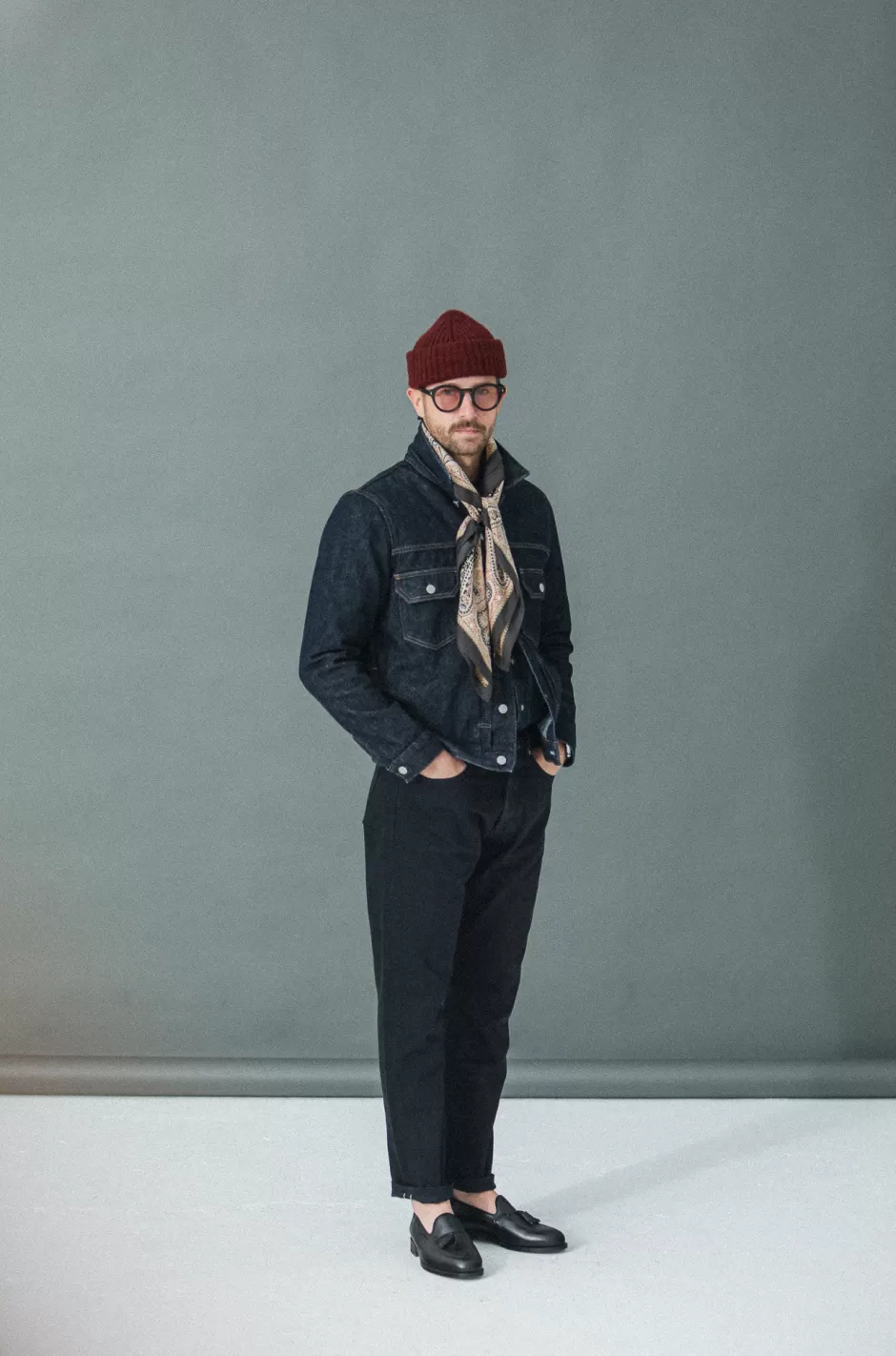 Outlet Drapeau Noir Veste "Type II" Denim Japonais Brut Indigo